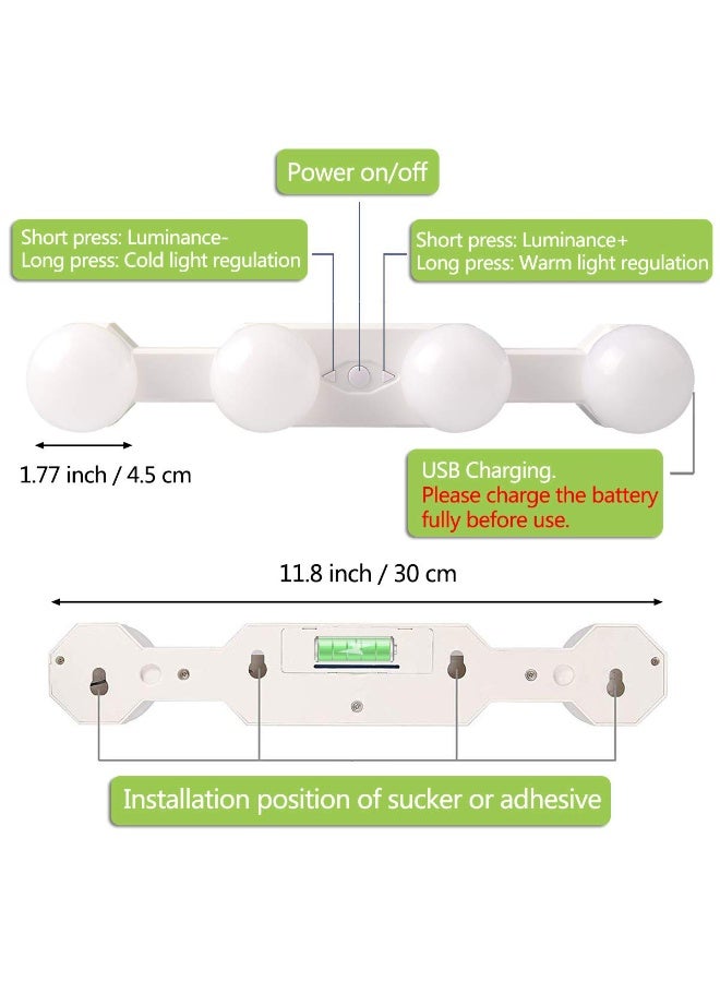مصابيح مكياج لاسلكية محمولة، مجموعة مصابيح LED لطاولة الزينة على طراز هوليوود قابلة لإعادة الشحن عبر USB، 4 مصابيح قابلة للتعتيم، مصابيح إضاءة متعددة الوظائف تعمل بالبطارية لطاولة الزينة والحمام (بدون مرآة) - Image 4